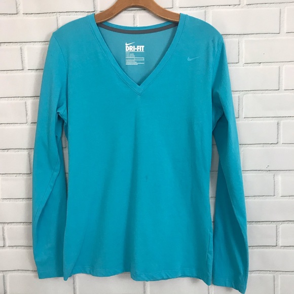 Nike Tops - Nike Dri Fit long sleeve shirt teal blue running